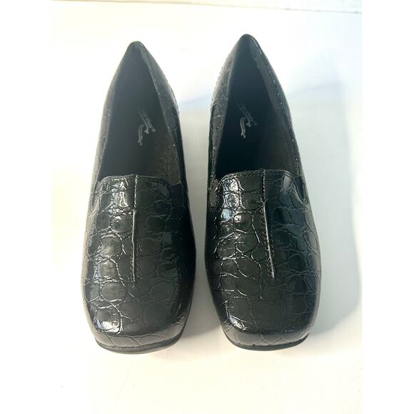 Easy Street Purpose Flats Shoes Black Patent Croco Size 7.5 WW NWT - Picture 1 of 7